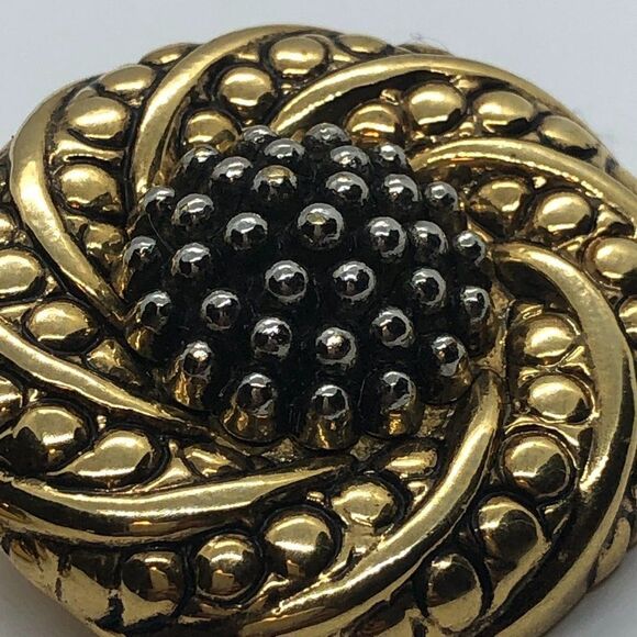 Large Chunky Gold & Silver Tone Button Earrings - Picture 3 of 8